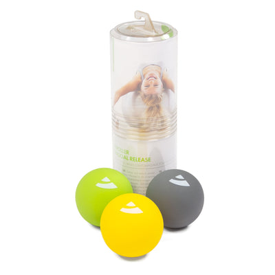 set 3 palline per massaggio miofasciale in confezione