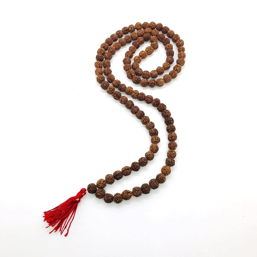 Mala di semi di rudraksha e nappina