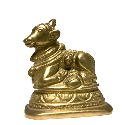 statuetta del toro e deità Nandi in bronzo dorato