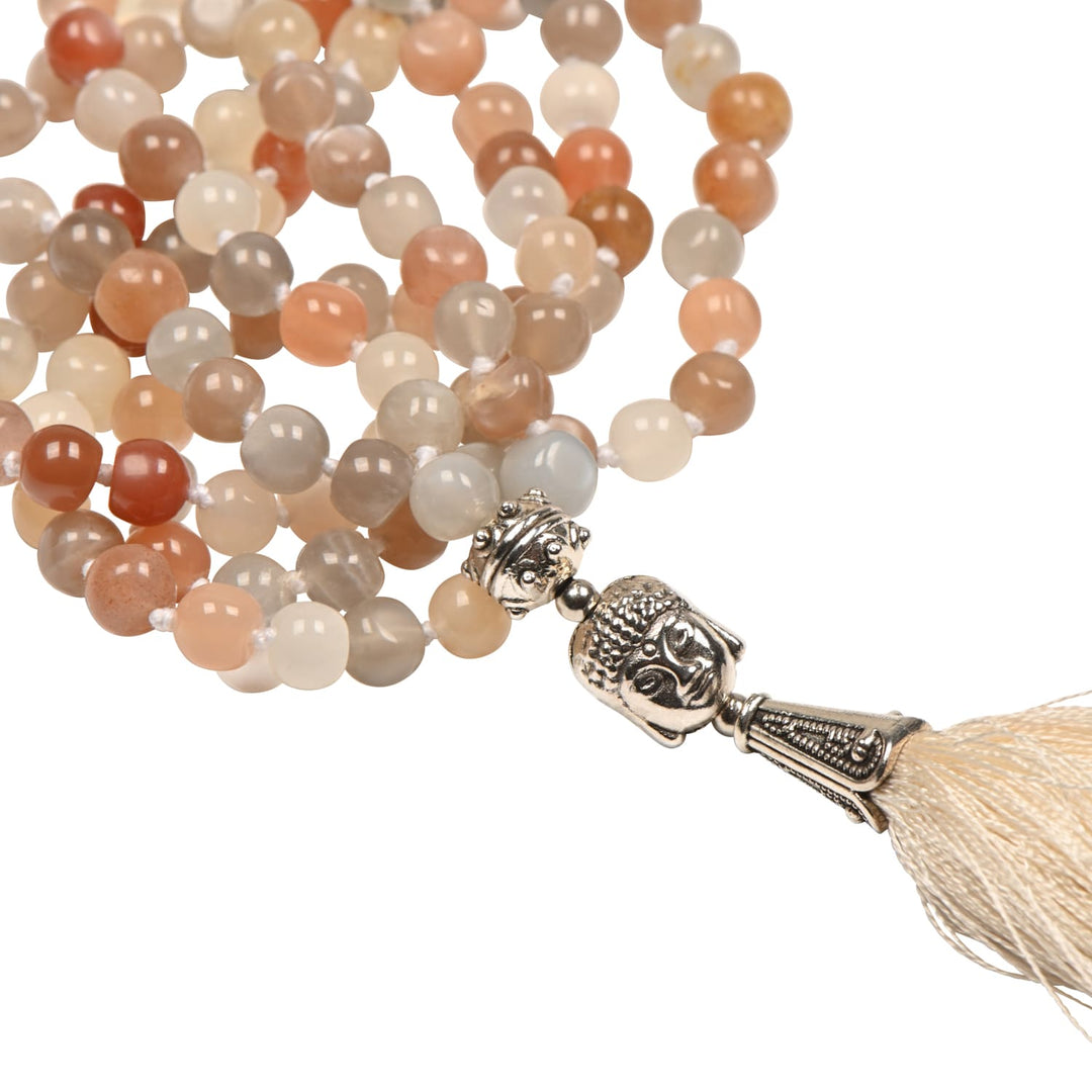 japamala in pietra della luna dettaglio charme buddha