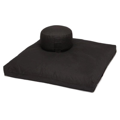 SEt da meditazione con cuscino rotondo e materassino zabuton,  nero