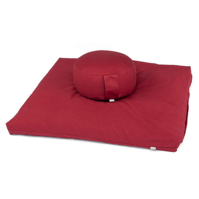 SEt da meditazione con cuscino rotondo cilindrico  e materassino  rubino