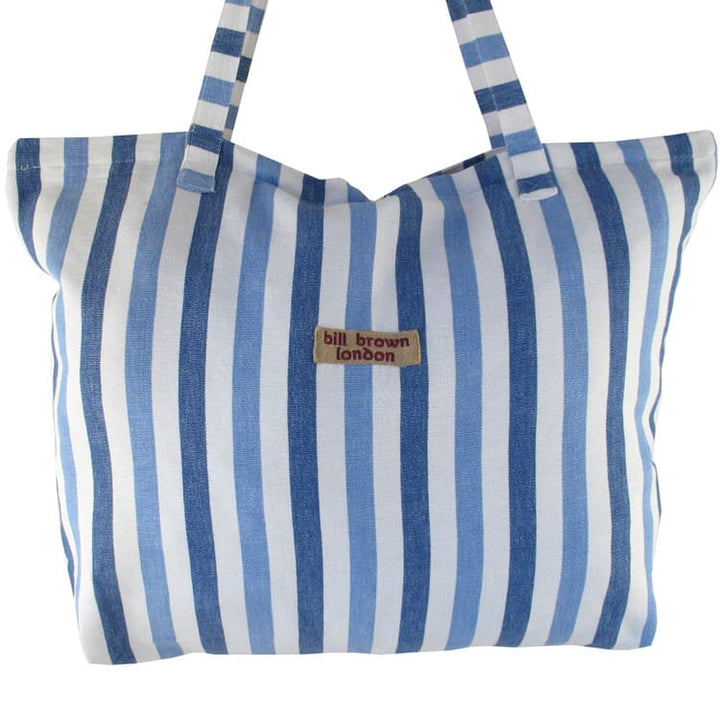 Borsa Sophie XL tessuta a telaio righe verticali bianco azzurro blu a spalla