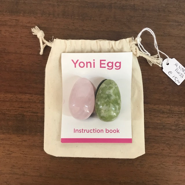 Yoni egg con sacchettino cotone e libretto istruzioni per massaggio pelvico