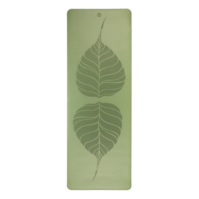 tappetino gomma naturale verde salvia con disegno due grandi foglie