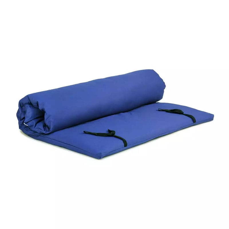 futon arrotolabile con cinture per chiusura color  blu