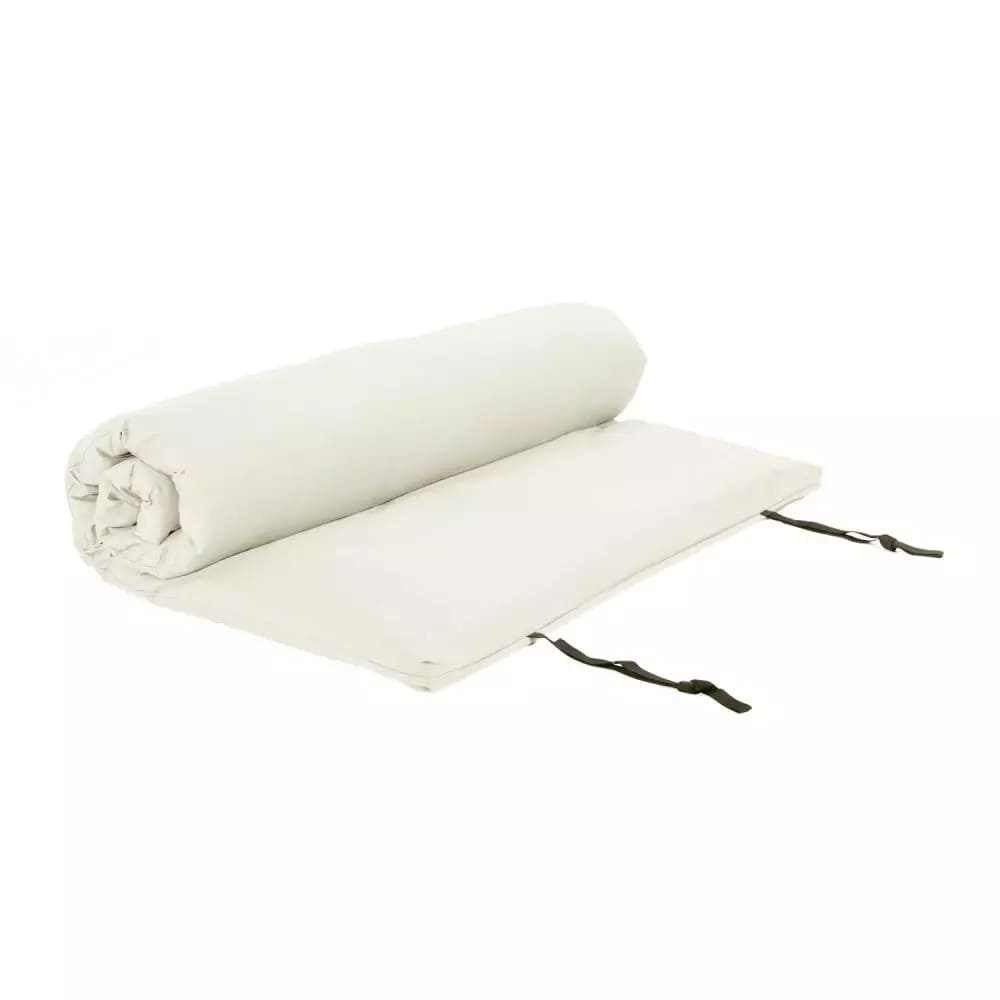 Futon shiatsu 5 strati cotone semiarrotolato ecru
