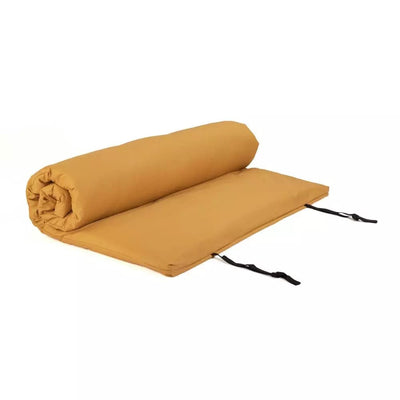 futon arrotolabile con cinture per chiusura color  mango