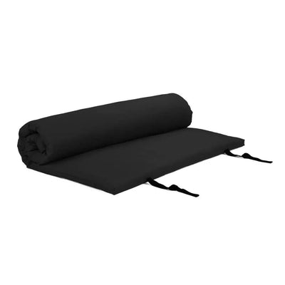 futon arrotolabile con cinture per chiusura color  nero