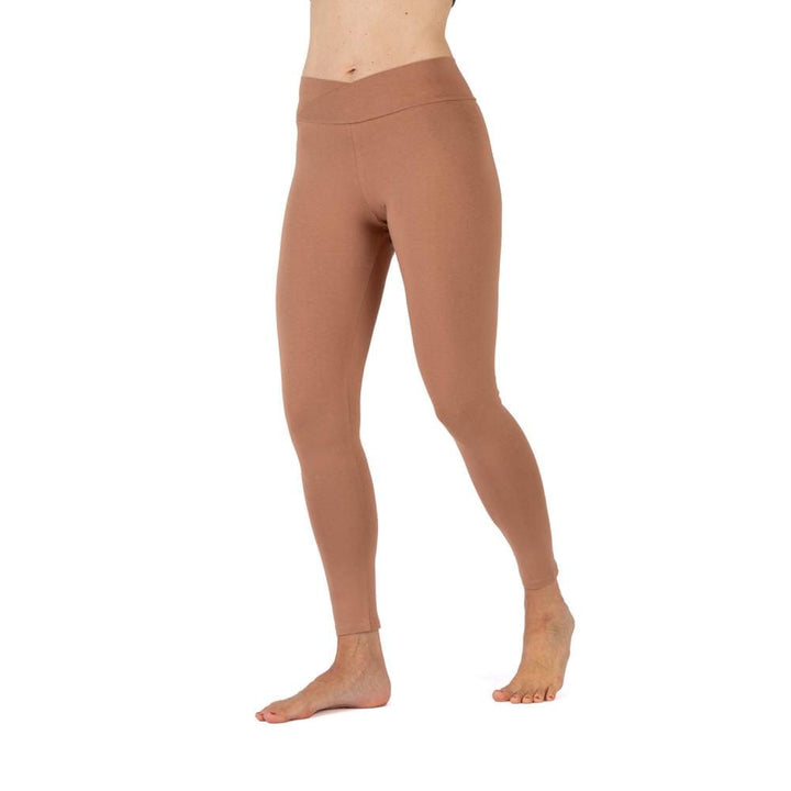 legging incrocio in vita color caramello