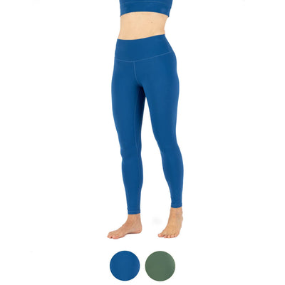 yoga leggings a vita alta color cobalto e verde salvia