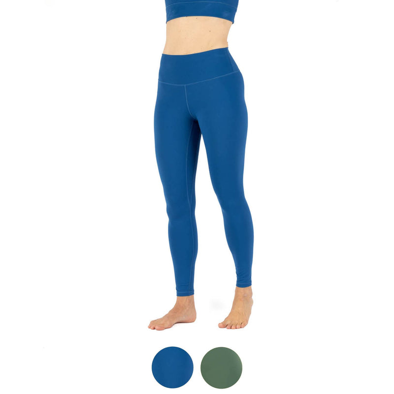 yoga leggings a vita alta color cobalto e verde salvia