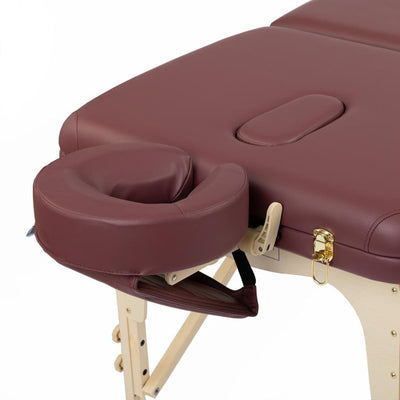 Poggiatesta inclinabile colore rubino inserito su lettino da massaggio spa-beauty reclinabile