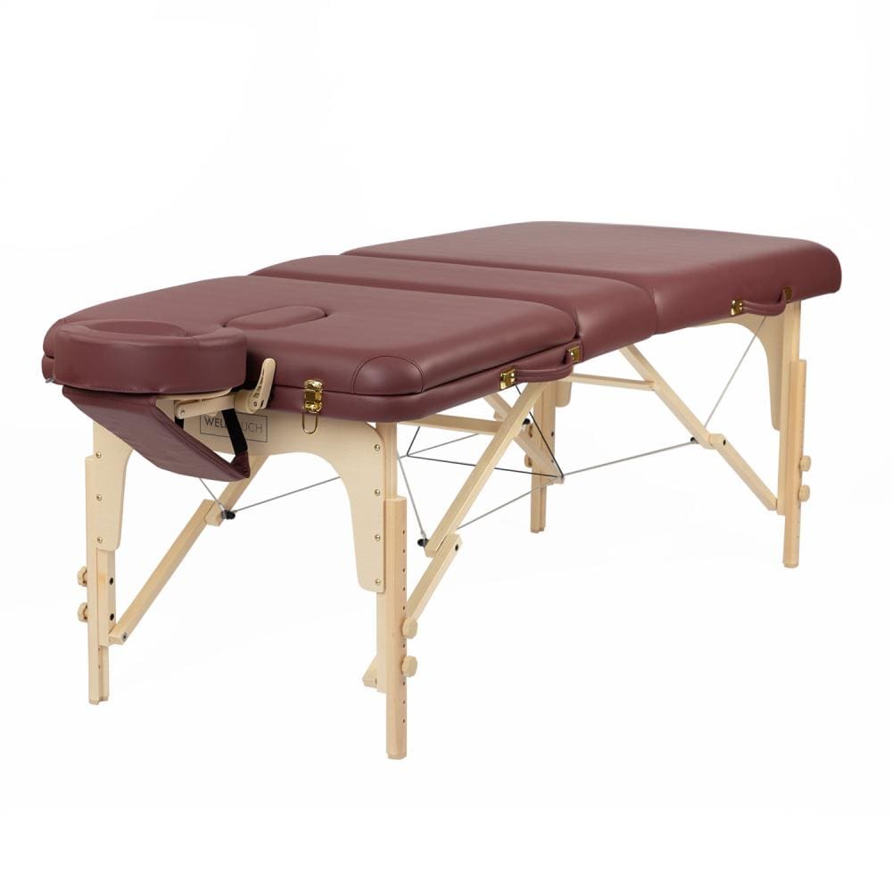 Lettino da massaggio Spa beauty pieghevole con poggiatesta inserito aperto color rubino