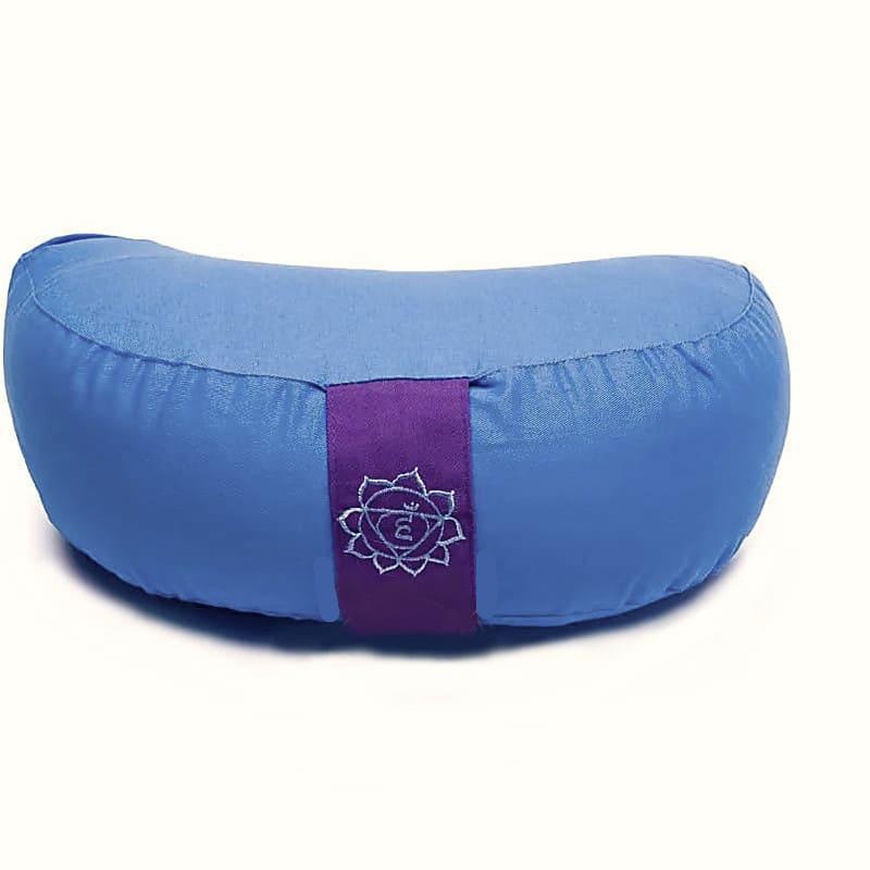 Cuscino yoga e meditazione a mezzaluna color indaco manico viola