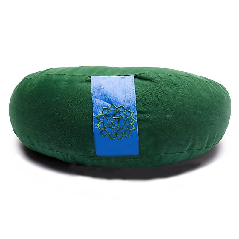 Cuscino yoga e meditazione a mezzaluna color verde manico indaco