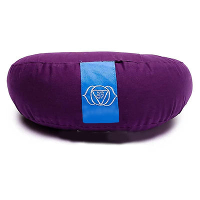 Cuscino yoga e meditazione a mezzaluna color viola manico indaco