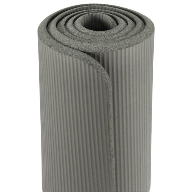 Tappetino pilates fitness arrotolato grigio
