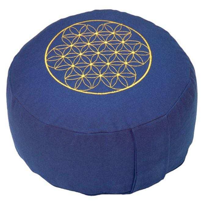 cuscino Rondo ricamo fiore vita blu
