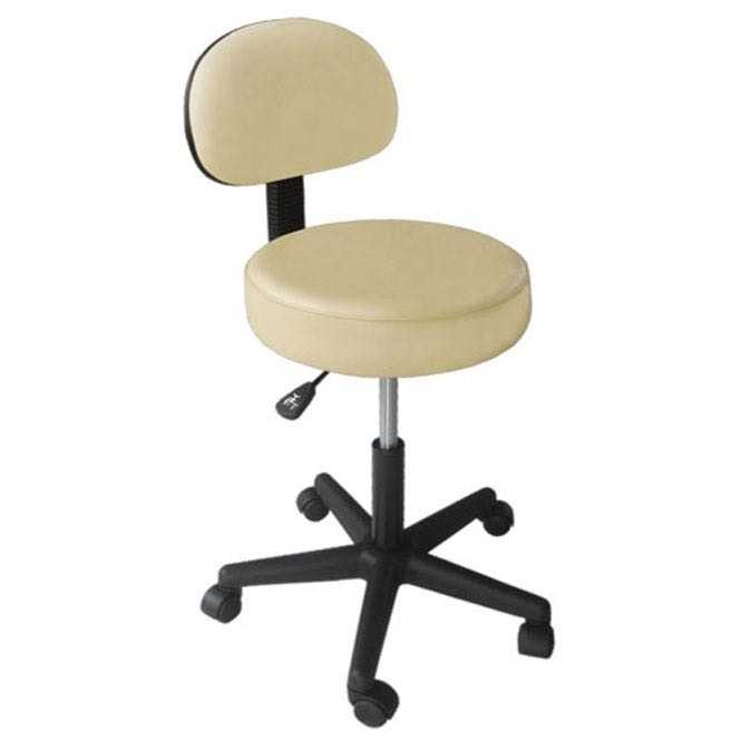 sgabello girevole su ruote con schienale, colore beige