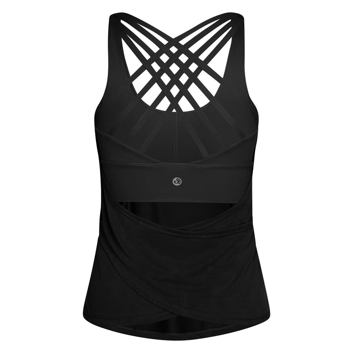 top yoga nira nero dietro vista reggiseno integrato
