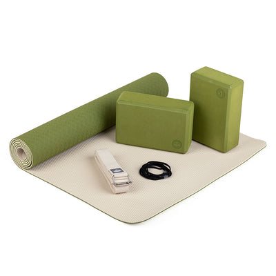 set yoga  flow tappetino mattoncini cintura  verde oliva