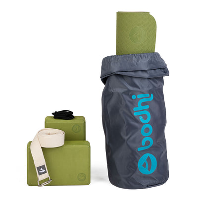 yogaset flow completo verdeoliva tappetino in borsa e accessori