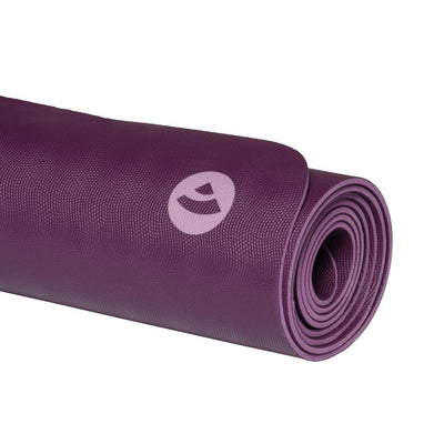 Tappetino bodhi yoga 4mm gomma naturale arrotolato color melanzana con logo