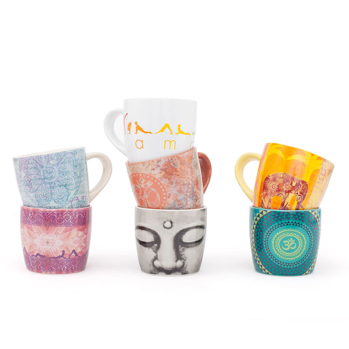 Tazze yogiche yogimug con colori e disegni diversi