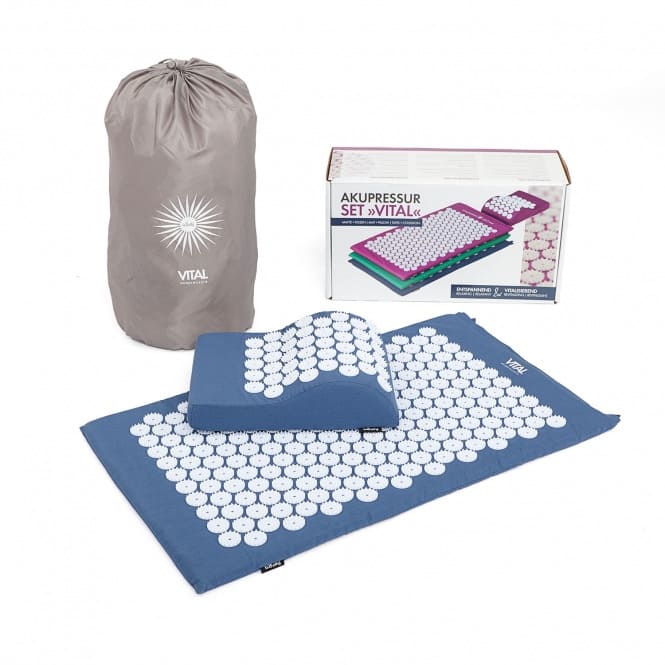 Tappetino per agopressione set con cuscino per testa Akupressure Vital  blu