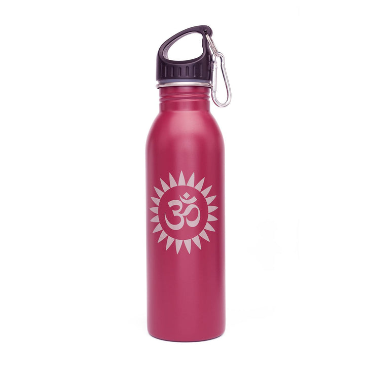 Borraccia in acciaio inox con tappo sport e moschettone, Om