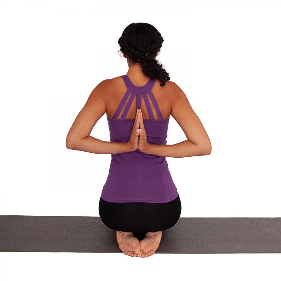 Canotta yoga 'FITWEAR' cotone bio color glicine con raggiera sul dietro 