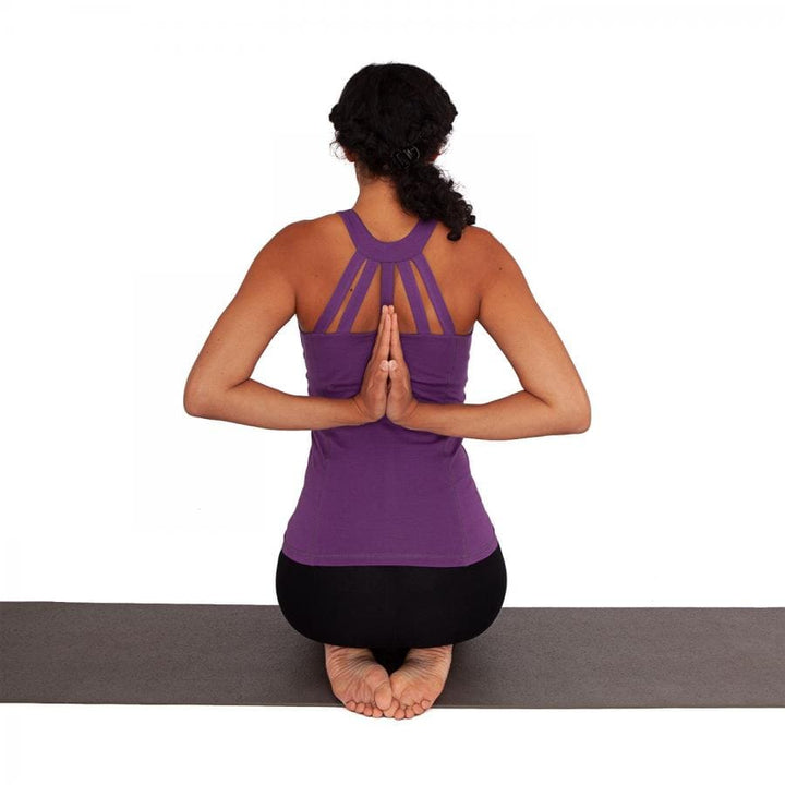 Canotta yoga 'FITWEAR' cotone bio color glicine con raggiera sul dietro 