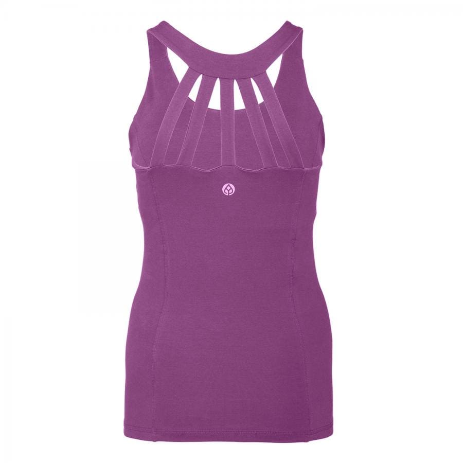 Canotta yoga 'FITWEAR' cotone bio color glicine con raggiera sul dorso