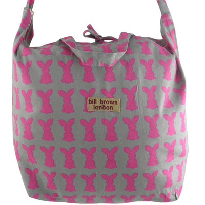  Borsa 'Costeau' canvas cotone stampa Coniglietti con manici e tracolla