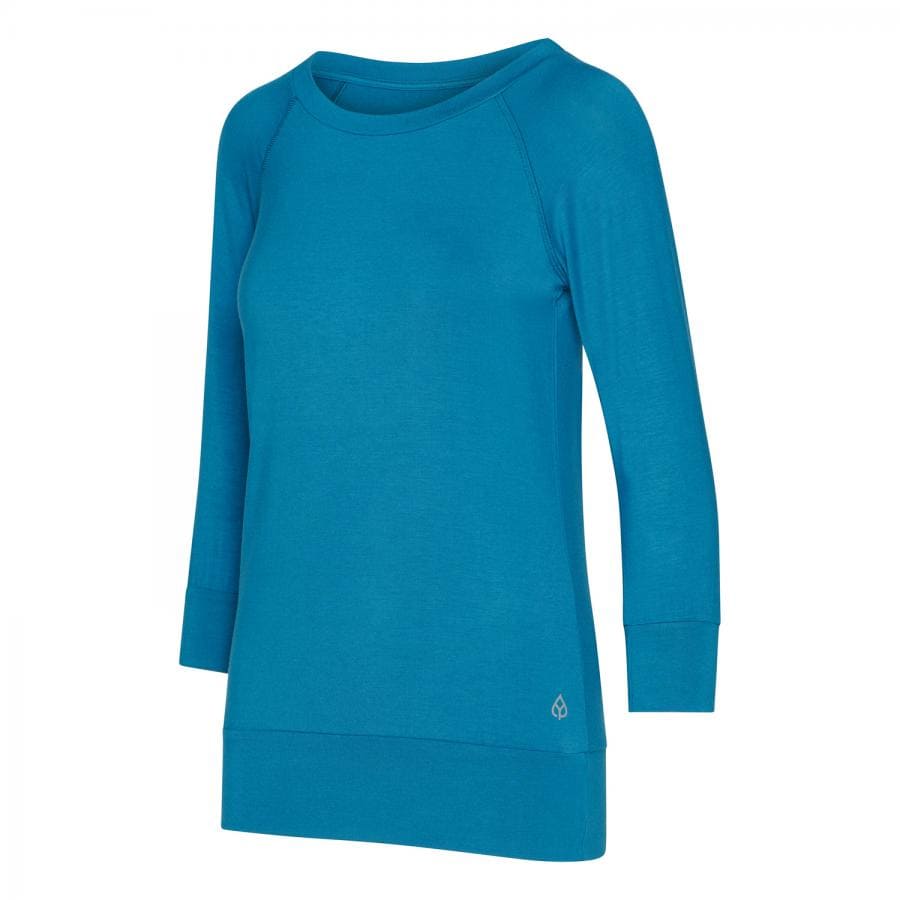 Maglia Easywear con maniche a 3/4, azzurra, con polsini e fascia sui fianchi 