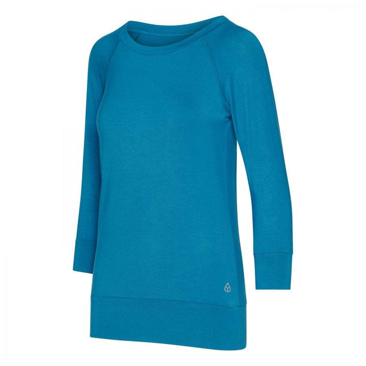 Maglia Easywear con maniche a 3/4, azzurra, con polsini e fascia sui fianchi 