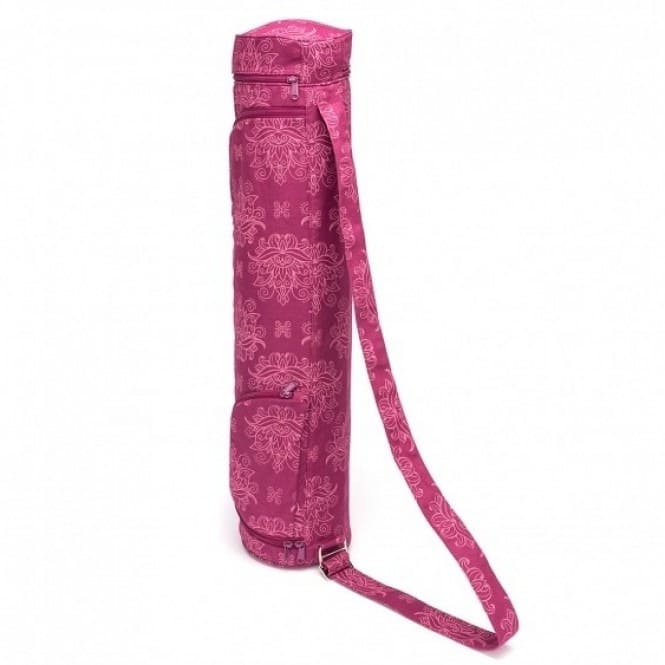 Custodia per trasportare il tappetino yoga a tracolla con tasche e ampia apertura con cerniera, rosa con disegni LOTO