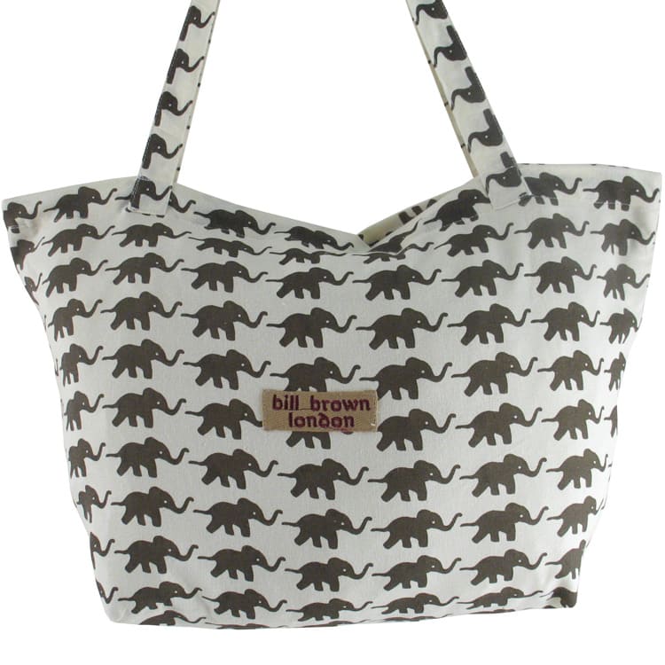 'Lucy' shopper da Bill Brown Stampa con elefanti, zipper chiusura