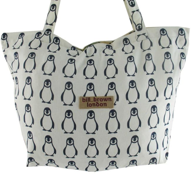 'Lucy' shopper  Stampa pinguini nero/ecru