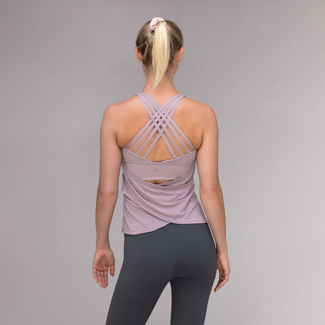 crossed legging fango e canotta top Nira malva