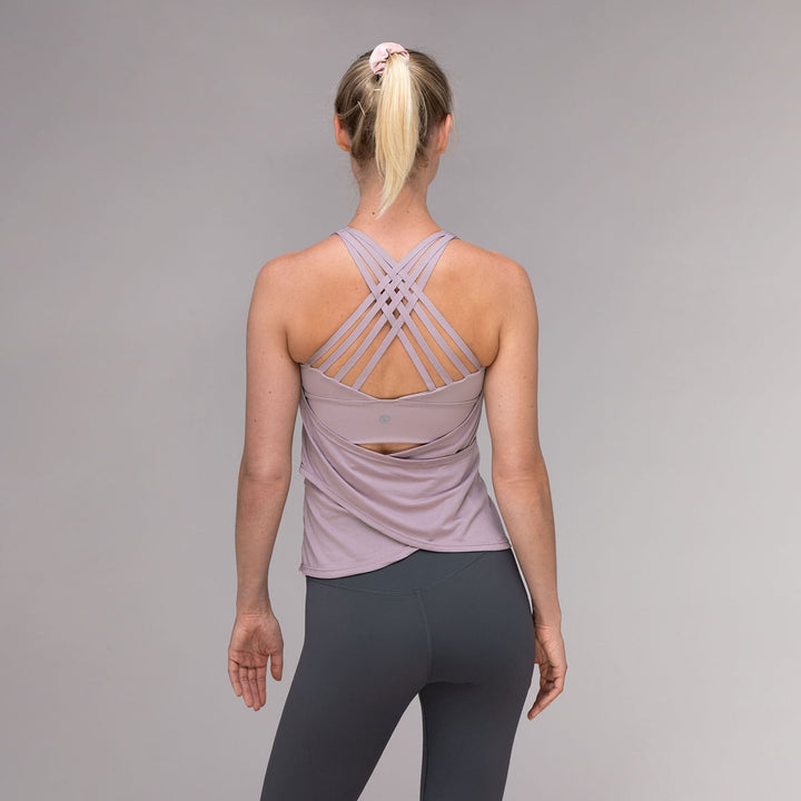 crossed legging fango e canotta top Nira malva
