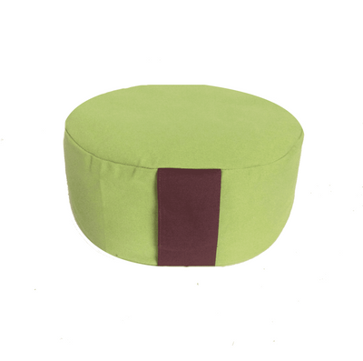 cuscino meditazione rondo color verde pistacchio manico prugna