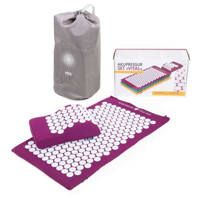 Tappetino per agopressione set con cuscino per testa Akupressure Vital  melanzana