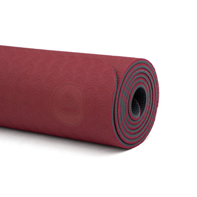 Tappetino Yoga  e Pilates LOTUS rosso porpora arrotolato