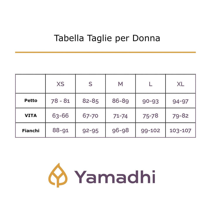 sviluppo taglie abbigliamento yoga yamadhi