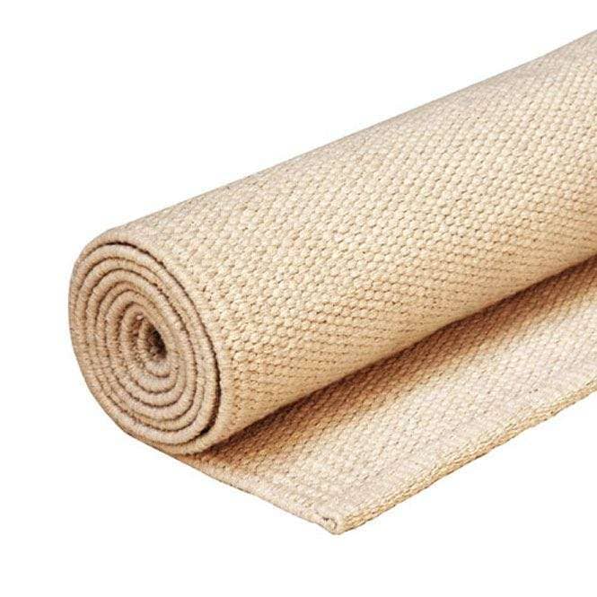 Tappetino per yoga in tessuto di cotone 100% a trame fitte, qui arrotolato 