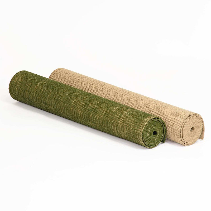 Tappetino da yoga in Yuta verde oliva e beige 4mm