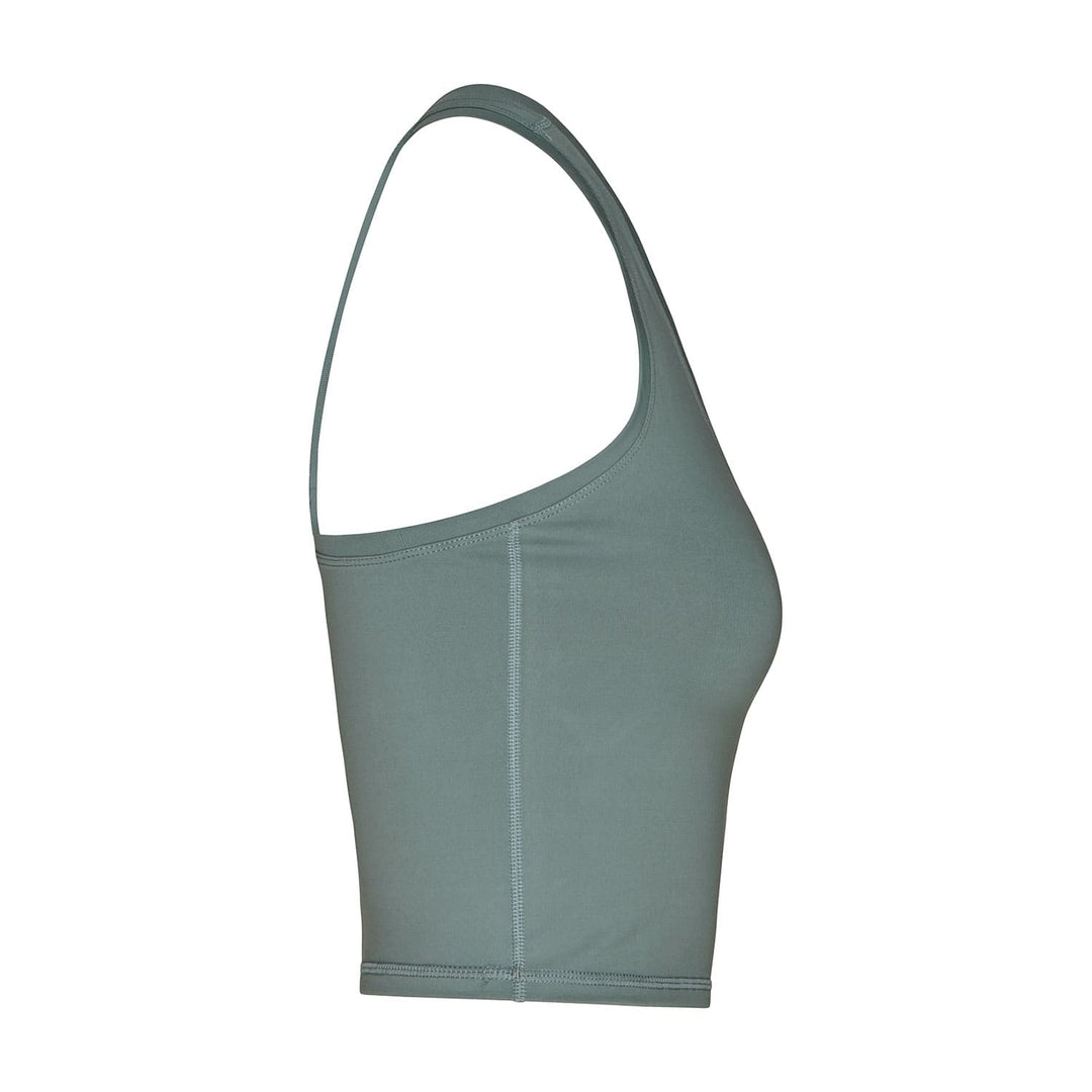 Cropped top o canotta lunghezza vita blu polvere di lato