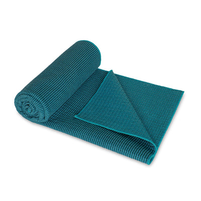 Tappetino/asciugamano yoga in fibra di bambù assorbente color blu petrolio